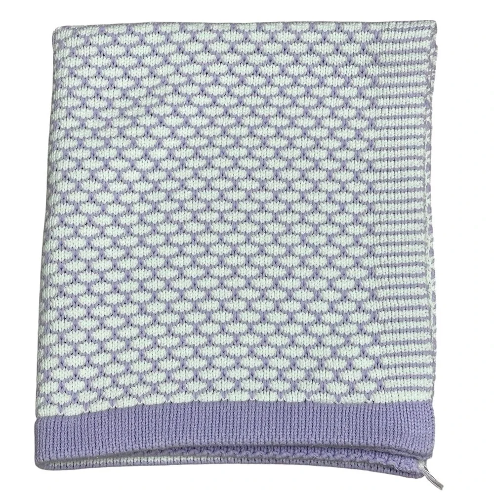Pottery Barn Kids Lavender‎ White Baby Blanket Lap Blanket Crochet Size 29X33